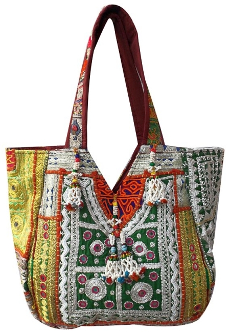Stunning tribal shoulder bag with intricate embroidery, tassels, coins ...
